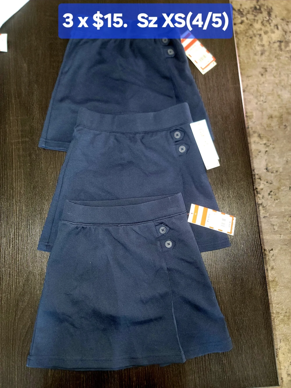 BUNDLE OF 3 Girls' SZ XS(4/5) Pull-On Uniform Knit Skort - Cat & Jack Navy ($39)
